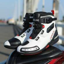 Unisex Motorcycle Boots, High-Top Shoes With Microfiber Leather Upper, Rubber Sole With Excellent Grip And Ankle Support, Suitable For Off-Road Enthusiasts And Racetrack Riders - White - View 3