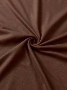 女式休闲咖啡色图案圆领短袖 T 恤上衣，春夏 - 棕色 - 查看 7