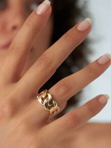 925 Sterling Silver Twisted Hollow Ring, Luxurious & Elegant, Suitable For Business Events, Parties, Daily Wear, Women's Jewelry, Gift For Family And Friends - Gold - View 3