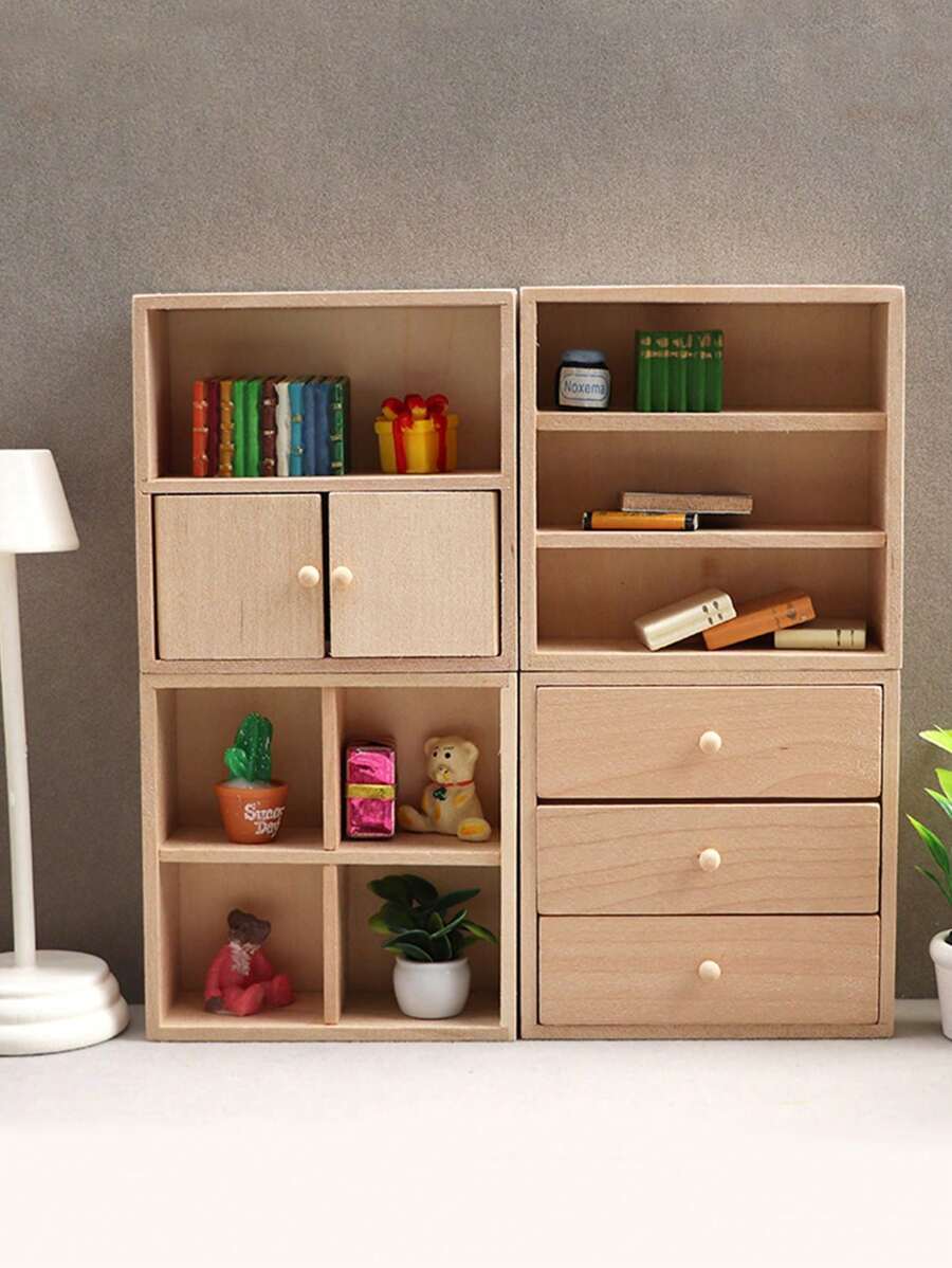 1pc 1:12 Scale Wooden Handmade Doll House Cabinet, Can Be Used As Shoe Cabinet, Storage Rack, Bookshelf, Display Shelf, Wine Cabinet, Drawer Cabinet, Multifunctional Cube Cabinet, Exquisite Dresser, Suitable For Various Placements, Applicable For Various Projects