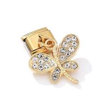 1/5/10pcs Elegant Fashion Gold Zirconia Crystal Heart, Letter, Leaf, Butterfly Pendant Modules - Ideal For DIY Bracelets, Rings, Gift