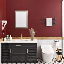 ucdfi 1 卷红色接触纸，即撕即贴，复古纯红色壁纸，即贴即撕，适用于浴室、卧室、家居装饰墙壁、厨房橱柜，哑光红色接触纸，适用于台面、书桌、教室装饰、墙壁装饰、浴室装饰、卧室装饰、房间装饰、客厅装饰、房屋装饰、家居装饰、客厅墙纸、墙面艺术壁纸、墙贴、墙贴 - 紅色 - 查看 9