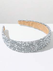 1pc Starry Gemstone & Pearl Decor Tiara Headband For Prom