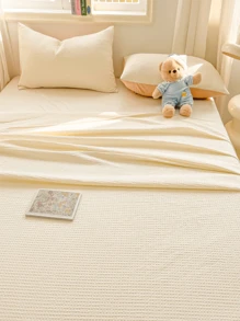 1 Pc Waffle Cotton Bedsheet, Modern Style Polyester Fiber Soft And Breathable Fabric, Machine Washable