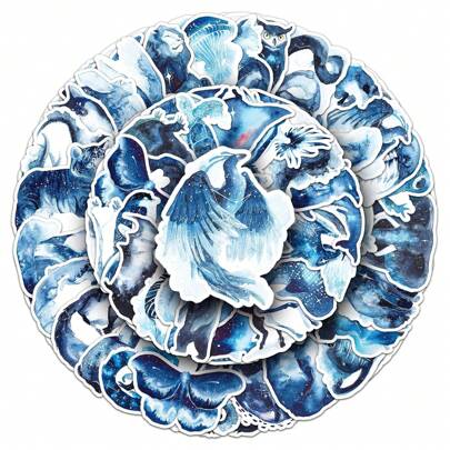 52pcs Starry Sky & Cute Animal Aesthetic Sticker Set, Waterproof Stickers Suitable For Decorating Luggage, Water Bottles, DIY Phone, Laptop, Skateboard, Helmet, Self-Adhesive