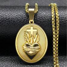 Stainless Steel Cross Jesus Pendant Necklace For Men Gold Hip Hop Chain Cross Necklace Jewelry Accessory Gift