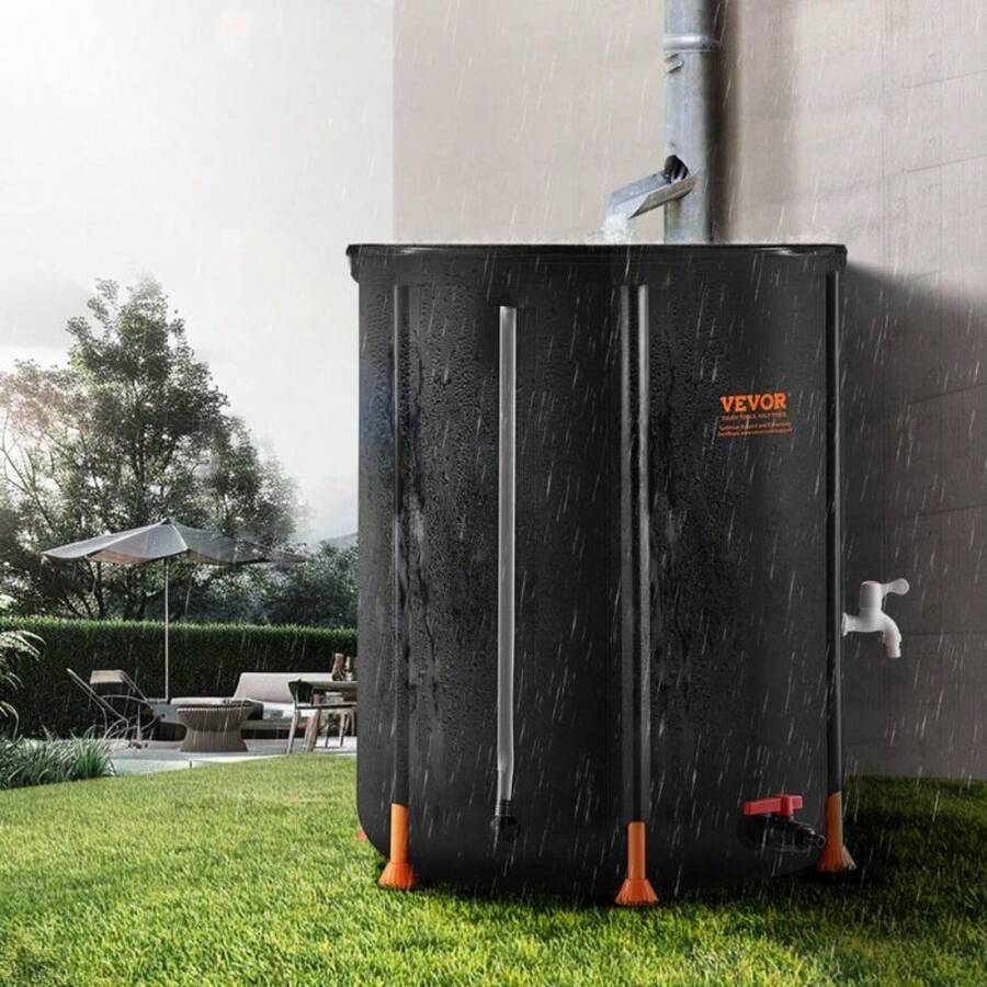 VEVOR Collapsible Rain Barrel - Upgrated Visible Water Level, 53/66/100 Gal Portable Rain Water Collection Barrel, PVC Rainwater Collection System With Spigots And Overflow Kit, Water Barrel For Garden Water Catcher Bucket - Upgrated Visible Water Level - 53 GAL - View 1