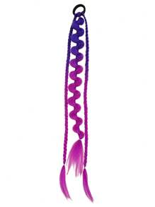 1 件女士彩色渐变扭纹辫子发圈，时尚个性化街头风格嘻哈发饰，适合派对、活动 - 彩色 - 查看 14