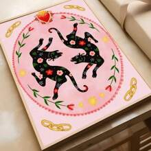 1pc Abstract Black Cat Tiger Heart Vase Moon Posters Coffee House Bar Room Wall Arts Decor Canvas Paintings No Frame