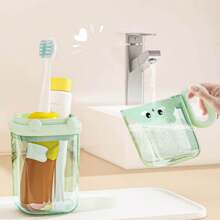 1 Set Travel Toothbrush & Cup Organizer, Portable Toothbrush Holder, Couple/Student/Business Trip Use Home Bathroom Decor