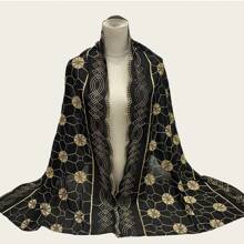 1 Pc Women's Lightweight Breathable Embroidered Scarf, Fashionable Elegant Versatile Headscarf/Shawl With Fine Embroidery Details, Suitable For Outings, Festivals, Vacations, Keeping Warm, Sun Protection, Decoration