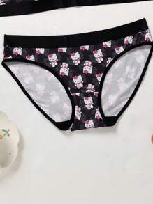 Sanrio 1pc Women's Hello Kitty Print Elastic Waist Briefs