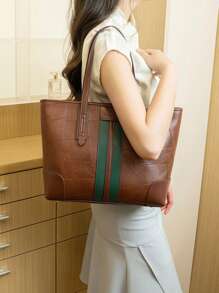 大容量手提包，女士时尚休闲单肩手提包，时尚百搭品牌斜挎包，2024新款高品质休闲手提包 - 駝色 - 查看 5