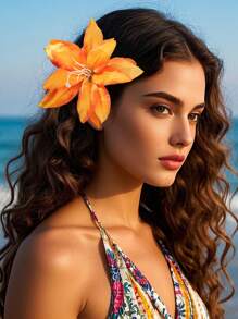 1 件度假风格仿花发夹，适合旅行装扮爪夹发夹发夹 - 彩色 - 查看 1