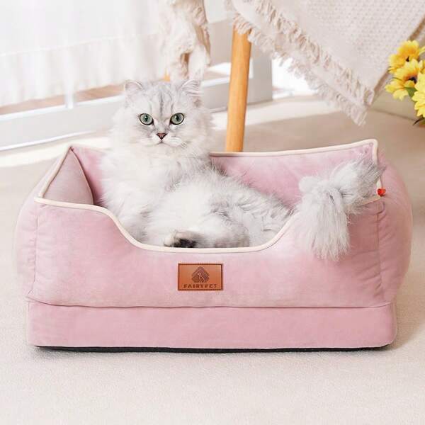 [Cloud-Feeling Pet Bed Mattress] Short Plush Pressure Relief Nest Pad With Non-Slip Base, Suitable For All Seasons, Wave Sponge Lining, One-Piece Removable And Washable Design