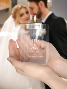 Custom Text Crystal Candle Holder, Personalized 3D Text Wedding Candle Holder, Gift For Her,Brunch-Ready - Multicolor - View 4