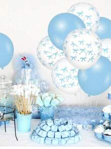 30/15/3Pcs 12inch Blue Latex Bow Balloons For Bachelorette Decorations, Bow Theme Birthday Party, Bridal Engagement Decor, Cute Supplies