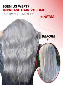 real me. 1PC 50g Genius Weft 100% Human Hair Extensions Real Human Hair Salon Quality Hair Easy To Style Can Be Cut Anywhere No Shedding & No Unraveling & No Return Hair & No Scalp Irritaion Silver Gray Color 14-22 Inch Length - SSilver - View 9