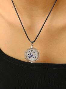 1 件动漫奥术金克斯蓝玫瑰旋转吊坠项链、女士珠宝、海滩派对纪念礼物