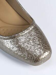 Women's Square Toe Casual Comfortable Diamond Buckle Chunky Heel Soft Bottom Work Shoes - Bronze - View 4