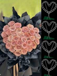 Juego de 24 piezas/8 piezas Soporte con forma de corazón para arreglos florales, herramientas para arreglos de rosas, envoltorio de regalo fácil, decoraciones para fiestas, artículos esenciales para diseño floral, herramienta con forma para arregladores florales para manualidades DIY y accesorios para empaquetar ramos