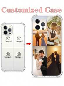 1pc Custom Shock-Resistant Transparent Phone Case With 4pcs Wedding Photo Collage Design Compatible With Samsung S23 Ultra/A14 Or Compatible With IPhone 12/13 Wedding