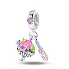 1pc Silver Plated Cake Afternoon Tea Pendant Candy Pendant Poached Egg Pendant French Fries Pendant Donut Pendant Coffee Pendant Suitable For Original 3mm Bracelets And Bangles DIY Beads Suitable For Ladies Birthday Fine Jewelry Gifts
