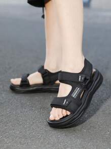 1 Pair Boys' Summer New Lightweight Soft-Sole Casual Sandals, Fashionable And Versatile Beach Shoes, Color Random - Black - View 4