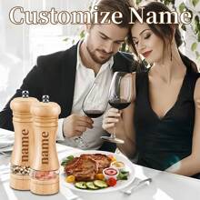 1pc Personalized Pepper Grinder With Customized Name Engraving, Practical Mother's Day/Father's Day Gift For Parents, Wooden Pasta, Steak, Pizza Seasoning Mill, Manual Home Cooking Spice Grinder Bottle, Christmas Decor & Camping Accessory - Pepper Grinder - View 4