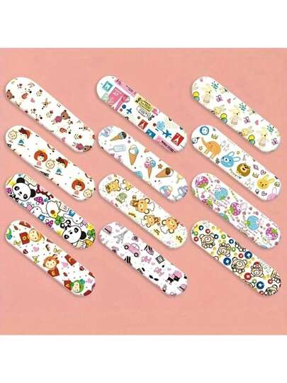 100 piezas/120 piezas Vendas con diseños de dibujos animados aleatorios: impermeables, transpirables, de papel autoadhesivo, pegatinas decorativas, notas, pegatinas (diseños aleatorios)