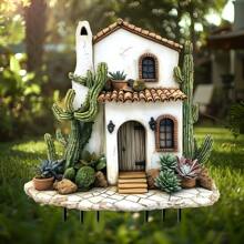 Speelse tuinkunst Speelse cactushuistuinpaal - Acryl zonnevanger voor plantenbakken en gazons, decoratieve kunststijl, geen stroom nodig, perfect cadeau voor huis- en tuindecoratie, tuindecoraties