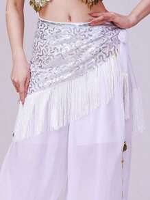 Belly Dance Hip Band With Sequined Tassels, Waist Wrap, Sequined Hip Band, Dance Costume, Women's Accessories, Tassel Sequined Waist Chain - Multicolor - View 18