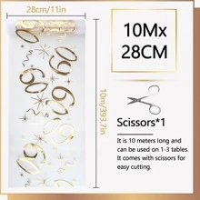 1 szt. Elegancki złoty brokatowy bieżnik urodzinowy, 28*275 cm/28*900 cm, na 18., 20., 30., 40., 50., 60., 70., 80. urodziny, dekoracja na imprezę dla dorosłych, dekoracja stołu w jadalni, rocznica ślubu, prezent na baby shower - Wielokolorowe - Zobacz 3