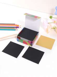 100pcs/Box Scratch Drawing Note Paper, Student Drawing Colouring Book Doodle Drawing Message Scratch Paper, Cultivate The Habit Of Painting School Supplies