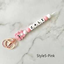 1pc Silicone Bead Keychain, Personalized Beaded Keychain/Bag Accessories, Handmade Doll Bear Key Accessories