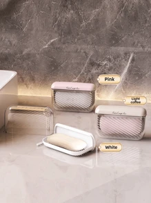 قطعة واحدة صحن صابون للسفر ، علبة صابون مصغرة مضغوطة ومبللة محكمة الإغلاق ،علبة صابون فاخرة شفافة متعددة الجنسين