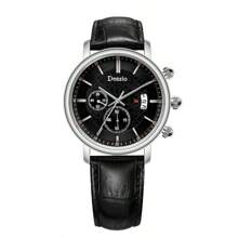 Deesio 1 pieza Reloj de cuarzo casual para hombres con correa de cuero, caja de acero inoxidable 316L, mejor opción de regalo