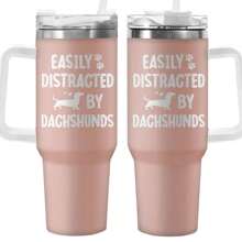 Dachshund Tumbler, 40oz With Handle & Straw - Engraved, Dachshund Lovers Gifts, Dachshund Mom Gifts, Dog Themed, Easter Gift Cup