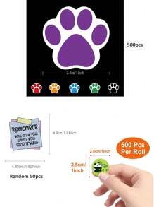 500pcs Cute Panda Paw Stickers, Mini Inspirational Colorful Stickers, 50pcs Cartoon Doodle Reminder Stickers, DIY Labels Decal Stickers For Gift Wrapping, Laptops, IPads, Guitars, Water Bottles, Diaries, Bumpers, Skateboards, Phones