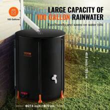 VEVOR Collapsible Rain Barrel - Upgrated Visible Water Level, 53/66/100 Gal Portable Rain Water Collection Barrel, PVC Rainwater Collection System With Spigots And Overflow Kit, Water Barrel For Garden Water Catcher Bucket - Upgrated Visible Water Level - 53 GAL - View 7