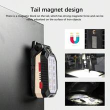 1pc Portable Outdoor Magnetic Hook Emergency Car Repair 4 Modes Super Bright LED Work Light, USB Rechargeable, Long-Lasting, Foldable Flashlight, Suitable For Outdoor Camping