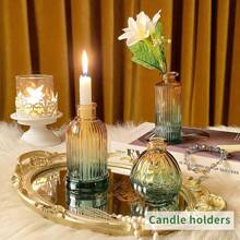 10 piezas Floreros pequeños vintage con relieve degradado, decoración central, para escritorio, boda, regalo de inauguración de casa (Amarillo-Verde)