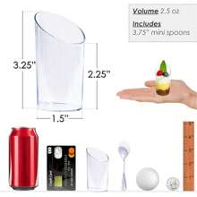 10/20/30/40/50 Piezas Vasos de postre de 2.5oz/80ml con cucharas, redondeados y en ángulo, de plástico transparente para parfait, aperitivos, pequeños vasos, cuencos para degustar postres y aperitivos en fiestas