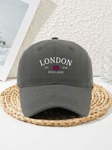 1 件男女通用伦敦英格兰国旗时尚休闲户外运动可调节宽边软顶棒球帽，涤纶，适合春、夏、秋、冬