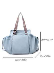 1pc Multifunctional Mom Bag, Large Capacity Tote Bag & Backpack, Unisex Style, Essential For Daily Use, Shopping And Travel, Note: Shoulder Strap Color Random - Blue - View 12