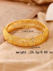 1pc 24K Gold Plated Lattice Snake Pattern Eid Al-Fitr 2025 Chinese Zodiac Bangle Bracelet For Women, Suitable For Gifts And Daily Wear