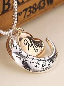 Collar del Día de la Madre con colgante en forma de corazón que dice "Te Amo Mamá", cadena para suéter