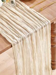5pcs Beige Pleated Table Runner, Folded Tablecloth, Holiday Birthday Decorations Wedding Decorations Vacation House Decorations Party Room Table Decorations Beige Table Cover, Table Flag, Solid Color Table Cloth, Birthday Decorations Wedding Decorations Table Set, Party Decorations Table Skirt, Party Favors, Christmas Decoration, Christmas Table Runner, Christmas Decoration, Halloween Decoration