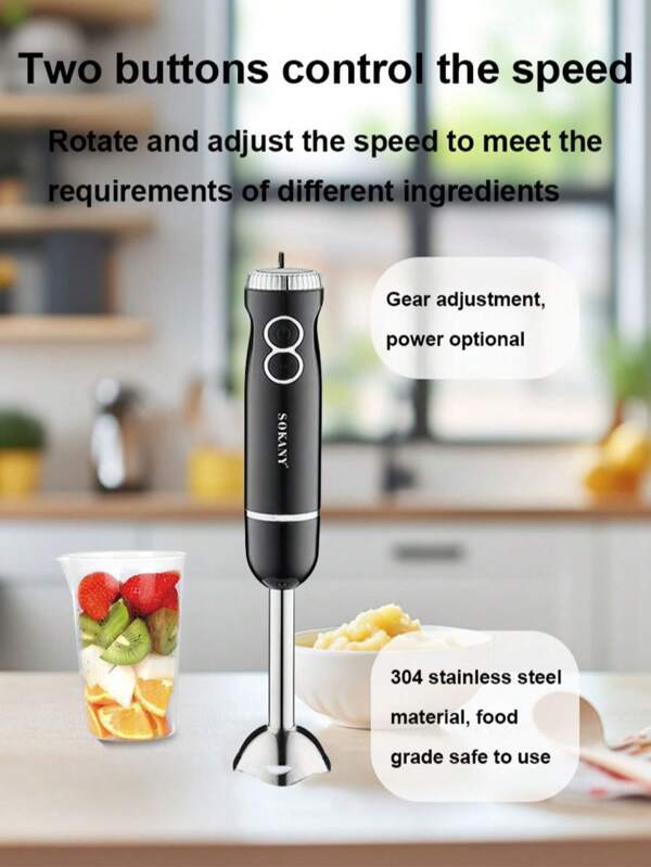 SOKANY SOKANY-02007 Multifunctional Mixing Stick, Stainless Steel Electric Handheld Mixer, Detachable Mixing Stick, Easy To Clean, Very Suitable For Smoothies, Mud, Milkshakes, Soups And Food Black Handle, . Kitchen Essentials, Food Mixers, Ergonomic Handles, Stainless Steel Mixers, Kitchen Mixers