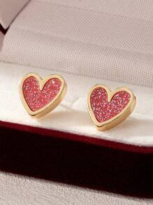 1 Pair/Set Fashionable & Elegant Alloy Heart Shaped Multi-Color Versatile Delicate Sweet Stylish Earrings, Suitable For Women To Wear On Holidays And Gatherings - Multicolor - View 15